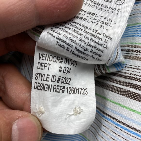 Eddie Bauer Shirt Men XXL White Brown Green Blue Striped Button Down Outdoors - Picture 7 of 13